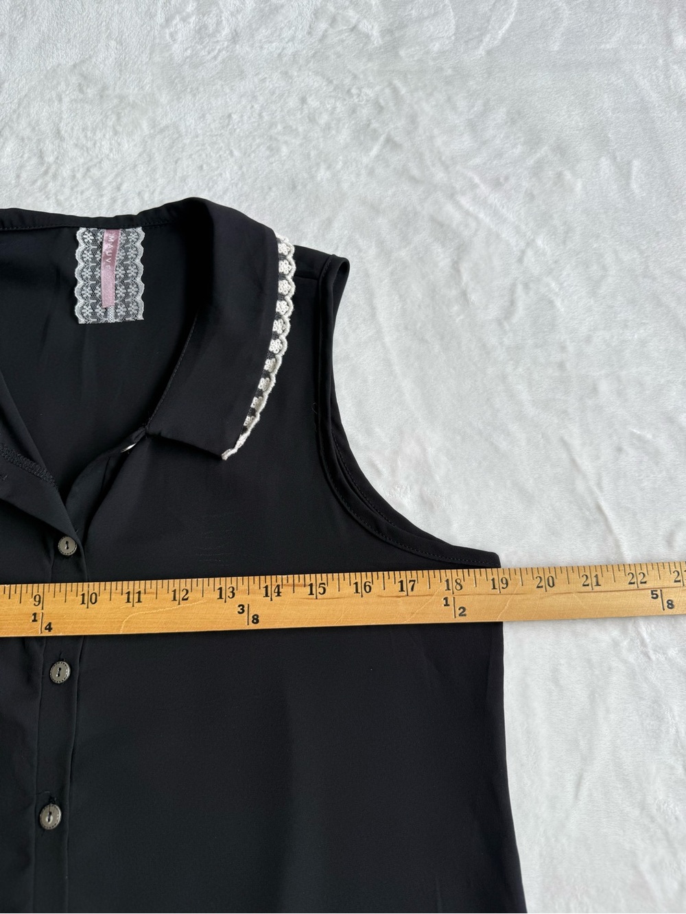 Anthropologie Black Top with Cream Lace, Sleeveless - Picture 8 of 9